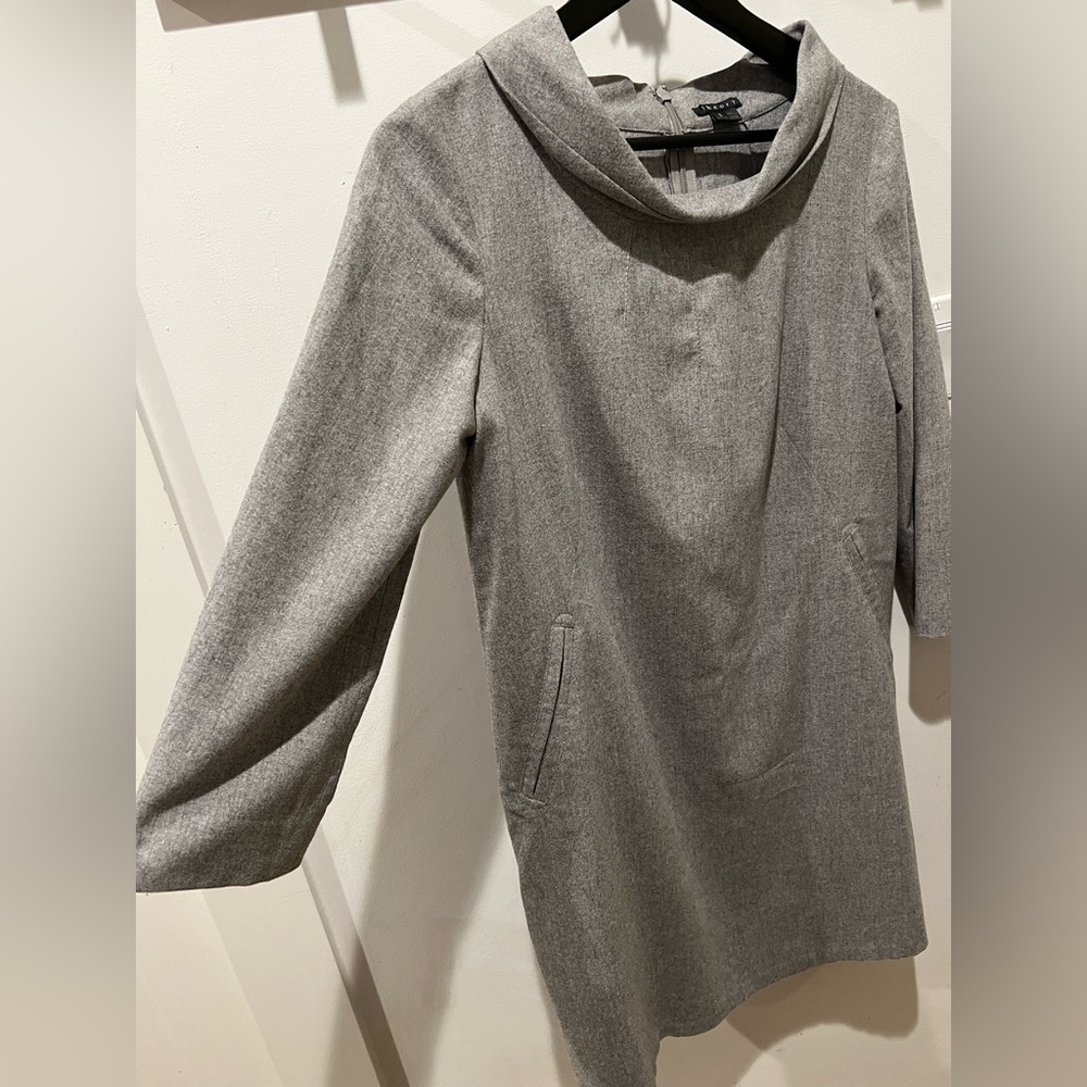 Theory Magrite W Gray Cowl Neck Virgin Wool Angora Mini Dress - Picture 6 of 10